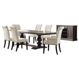 Juego de mesa de comedor rectangular Phelps de 8 piezas en color negro envejecido