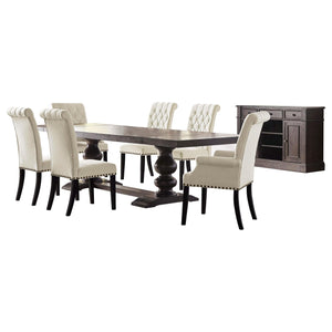 Juego de mesa de comedor rectangular Phelps de 8 piezas en color negro envejecido