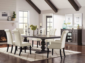 Mesa de comedor extensible Phelps de 123 pulgadas, color negro envejecido