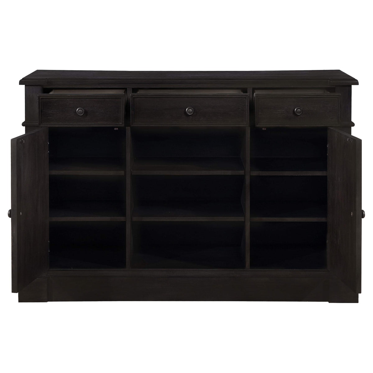 Aparador de 2 puertas Phelps, estilo buffet, color negro envejecido
