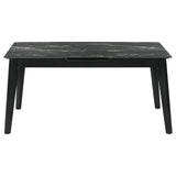 Mesa de comedor extensible Crestmont de 78 pulgadas con imitación de mármol negro