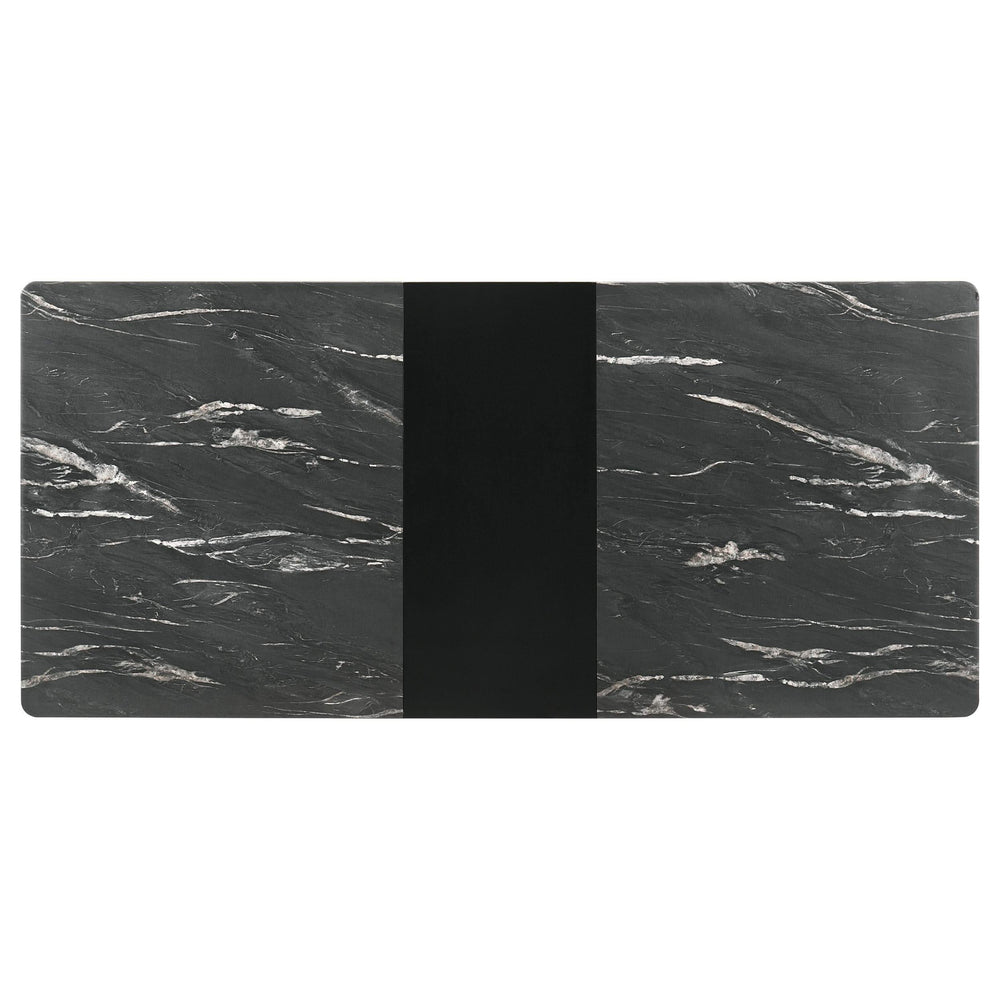 Mesa de comedor extensible Crestmont de 78 pulgadas con imitación de mármol negro