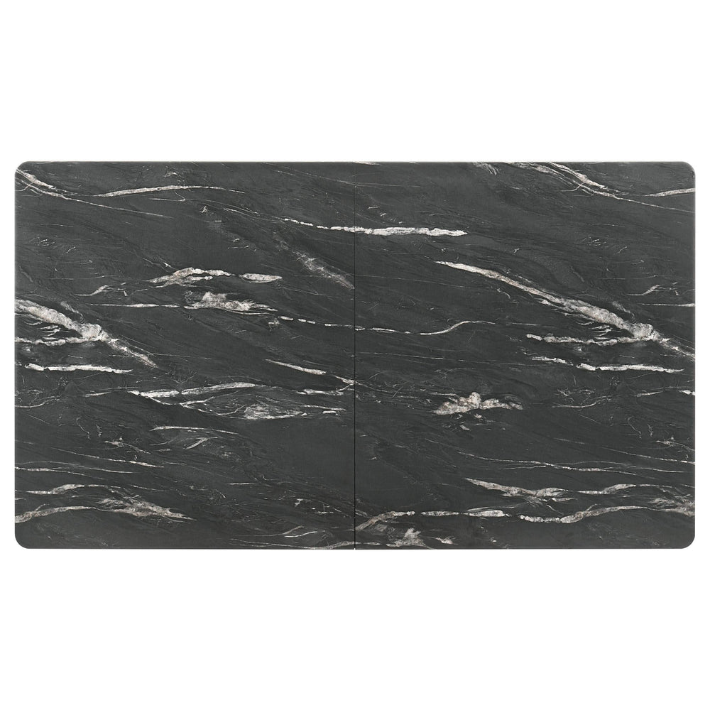 Mesa de comedor extensible Crestmont de 78 pulgadas con imitación de mármol negro