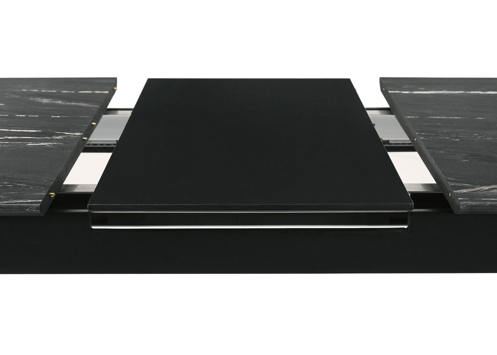 Mesa de comedor extensible Crestmont de 78 pulgadas con imitación de mármol negro