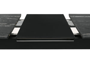 Mesa de comedor extensible Crestmont de 78 pulgadas con imitación de mármol negro