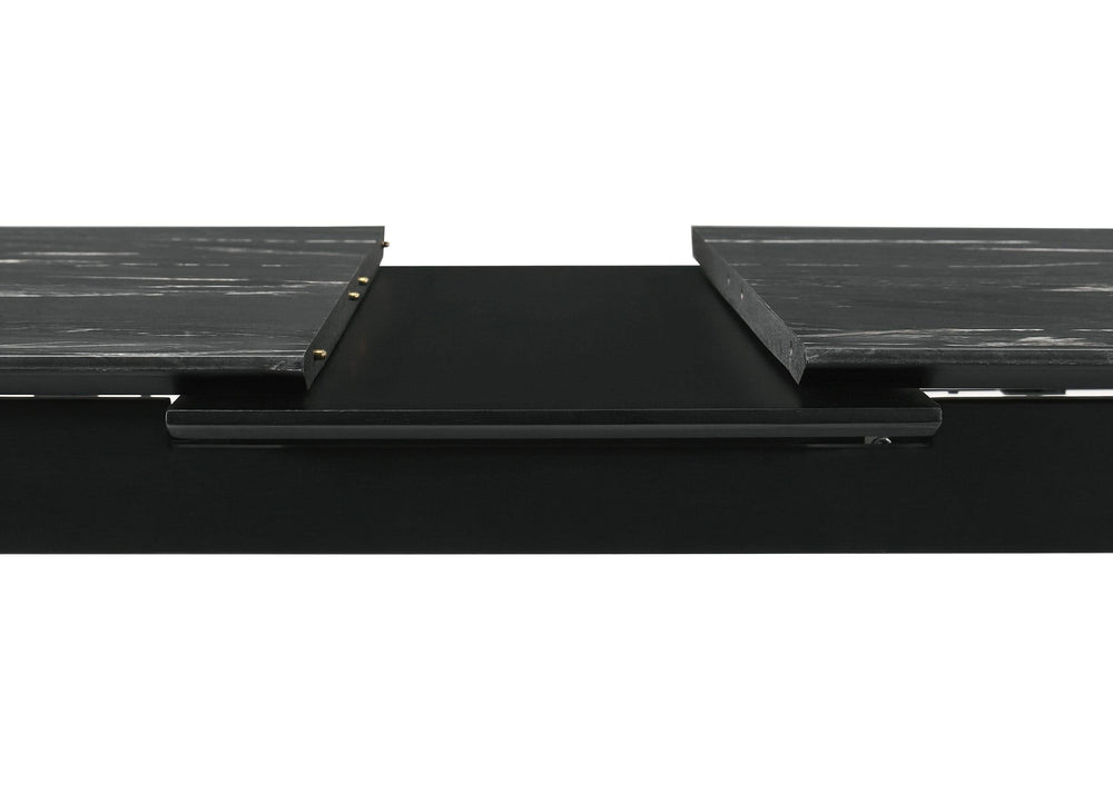 Mesa de comedor extensible Crestmont de 78 pulgadas con imitación de mármol negro