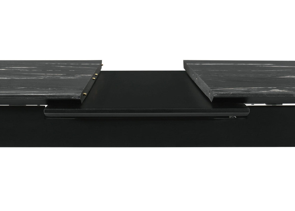 Mesa de comedor extensible Crestmont de 78 pulgadas con imitación de mármol negro