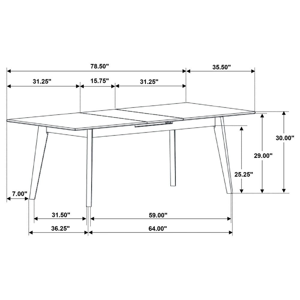 Mesa de comedor extensible Crestmont de 78 pulgadas con imitación de mármol negro