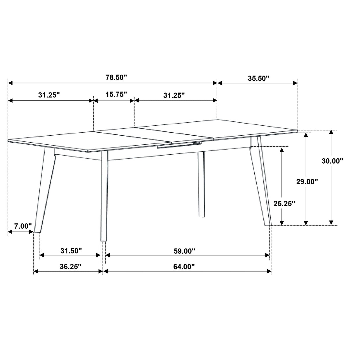 Mesa de comedor extensible Crestmont de 78 pulgadas con imitación de mármol negro