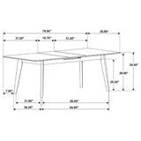 Mesa de comedor extensible Crestmont de 78 pulgadas con imitación de mármol negro