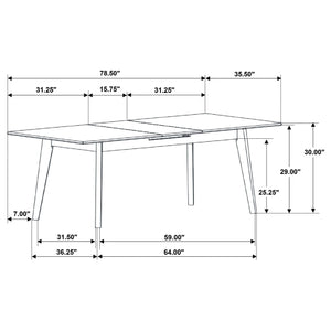 Mesa de comedor extensible Crestmont de 78 pulgadas con imitación de mármol negro