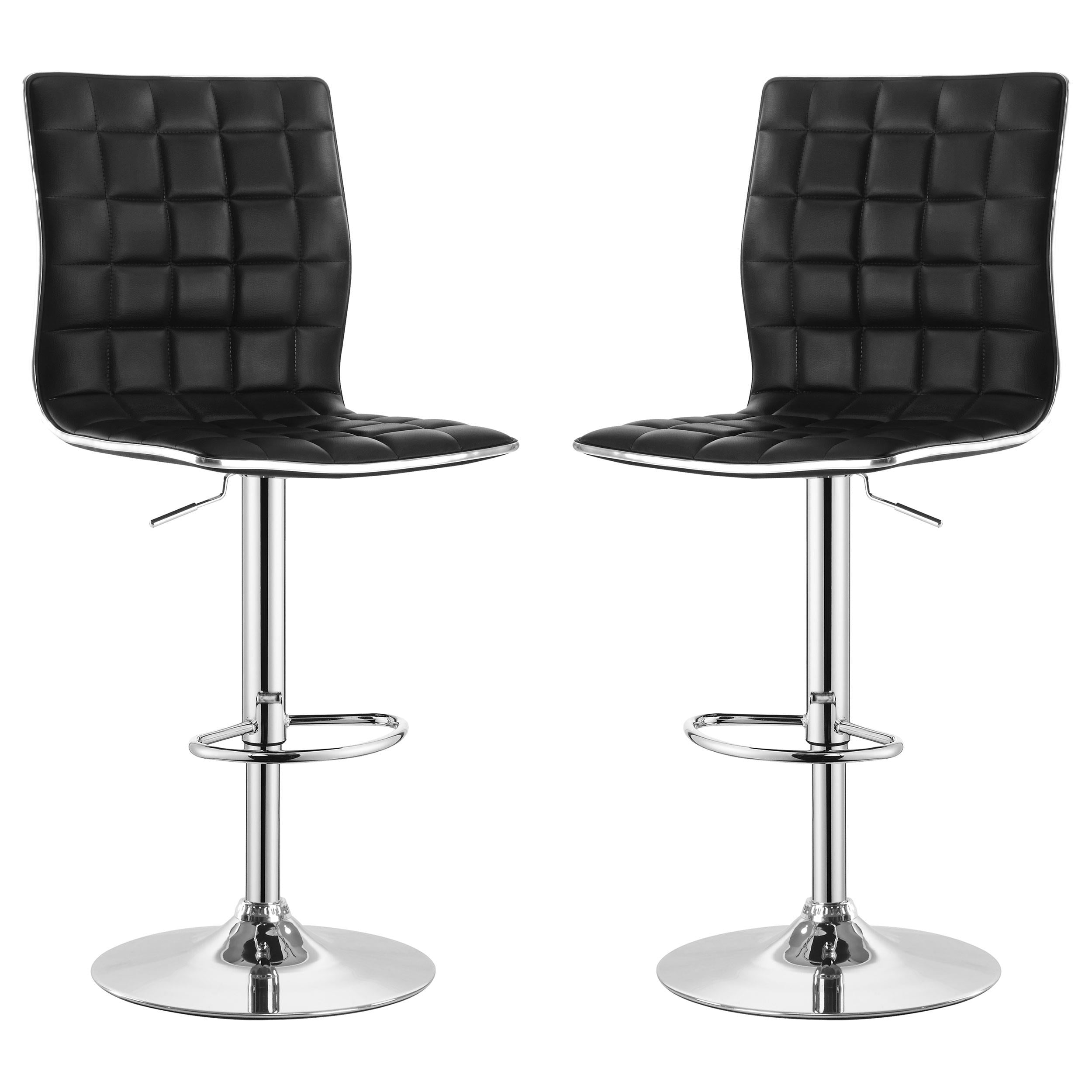 Ashbury Upholstered Adjustable Bar Stool Black (Set of 2)