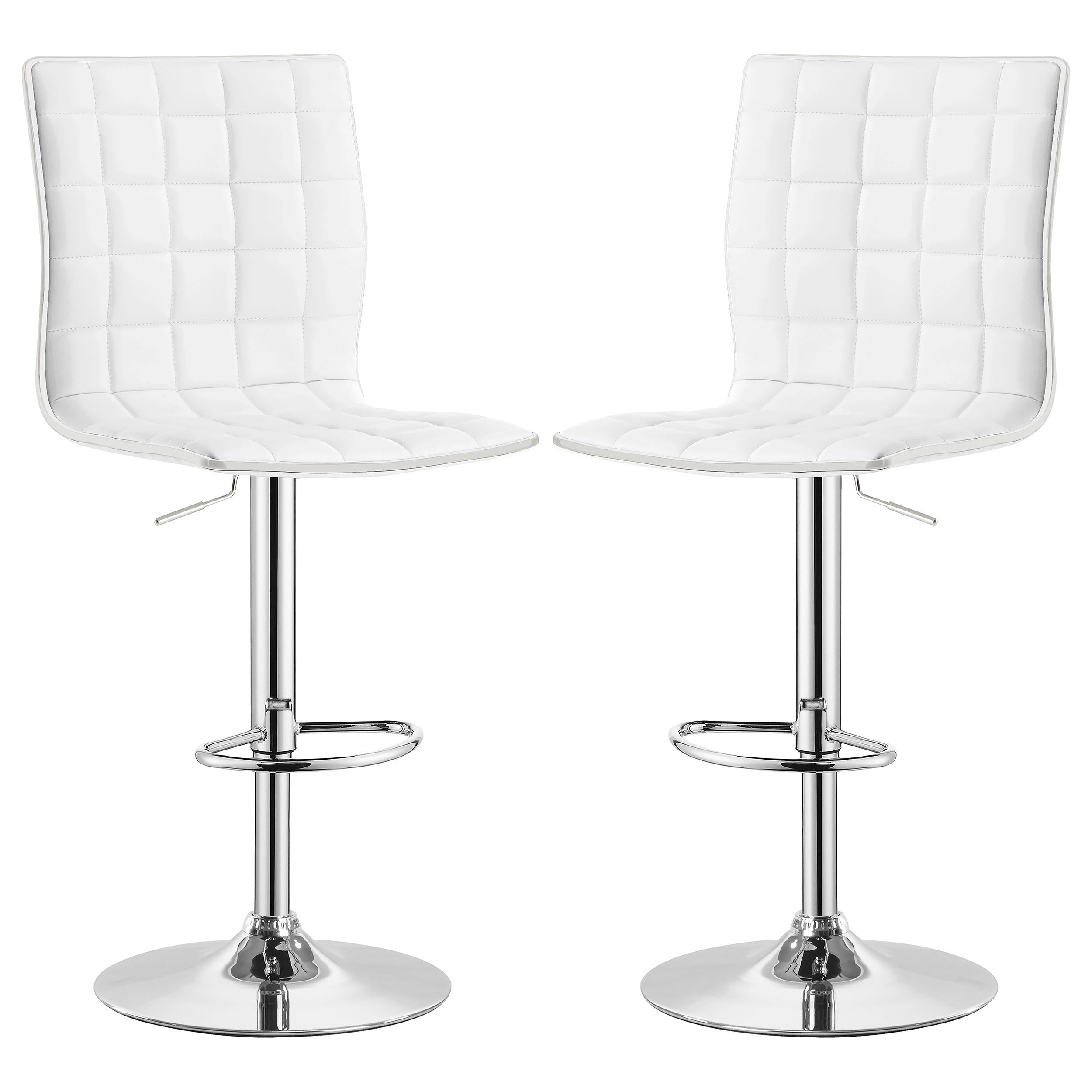 Ashbury Upholstered Adjustable Bar Stool White (Set of 2)