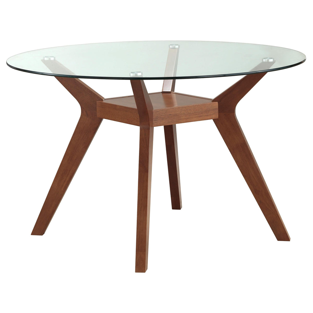 Juego de mesa de comedor Paxton de 5 piezas con tapa de vidrio redonda, color nuez moscada