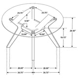 Juego de mesa de comedor Paxton de 5 piezas con tapa de vidrio redonda, color nuez moscada