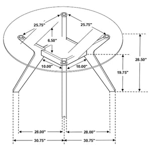 Juego de mesa de comedor Paxton de 5 piezas con tapa de vidrio redonda, color nuez moscada