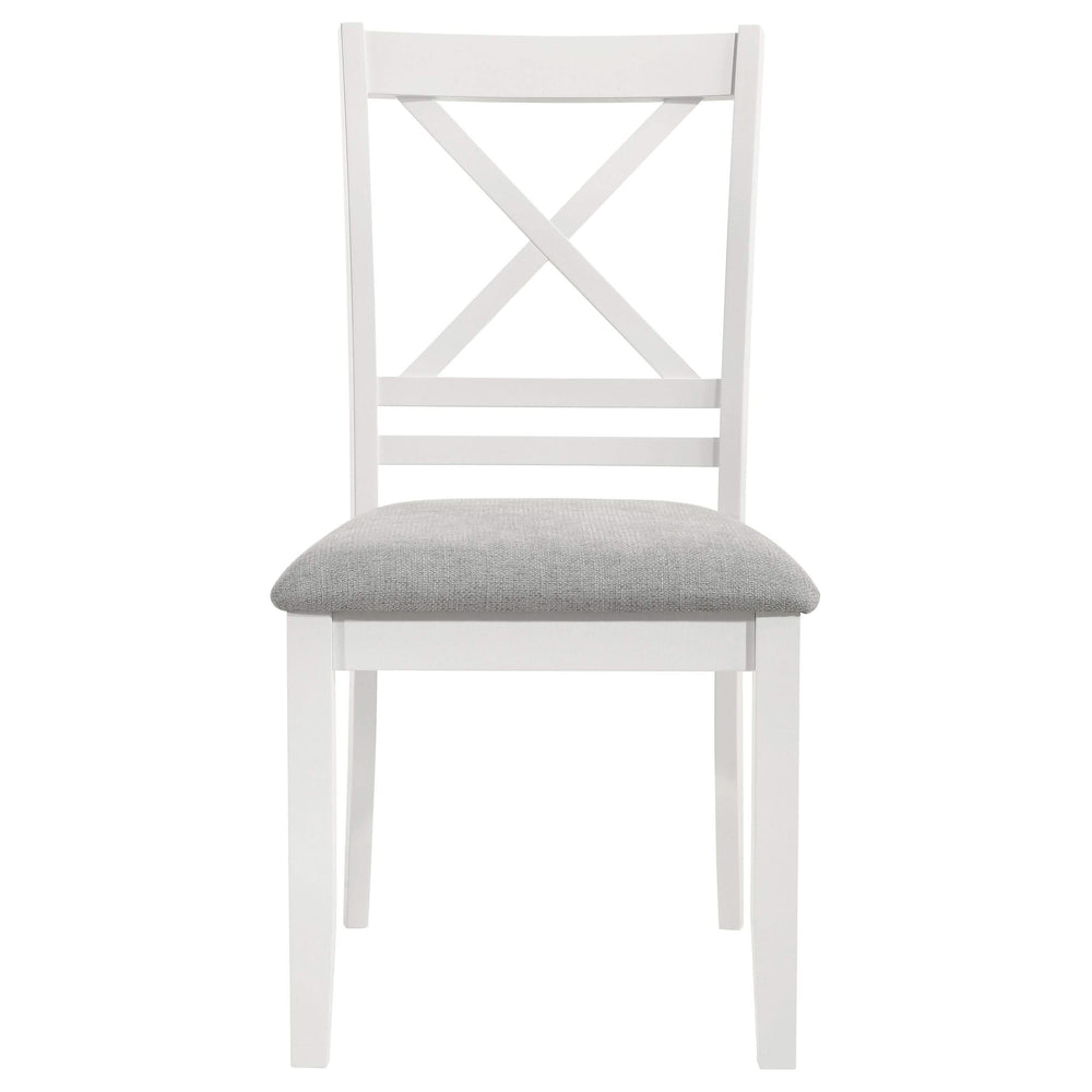 Silla de comedor Hollis de madera con respaldo cruzado, color blanco (juego de 2)