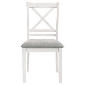 Silla de comedor Hollis de madera con respaldo cruzado, color blanco (juego de 2)