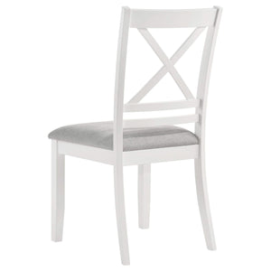 Silla de comedor Hollis de madera con respaldo cruzado, color blanco (juego de 2)