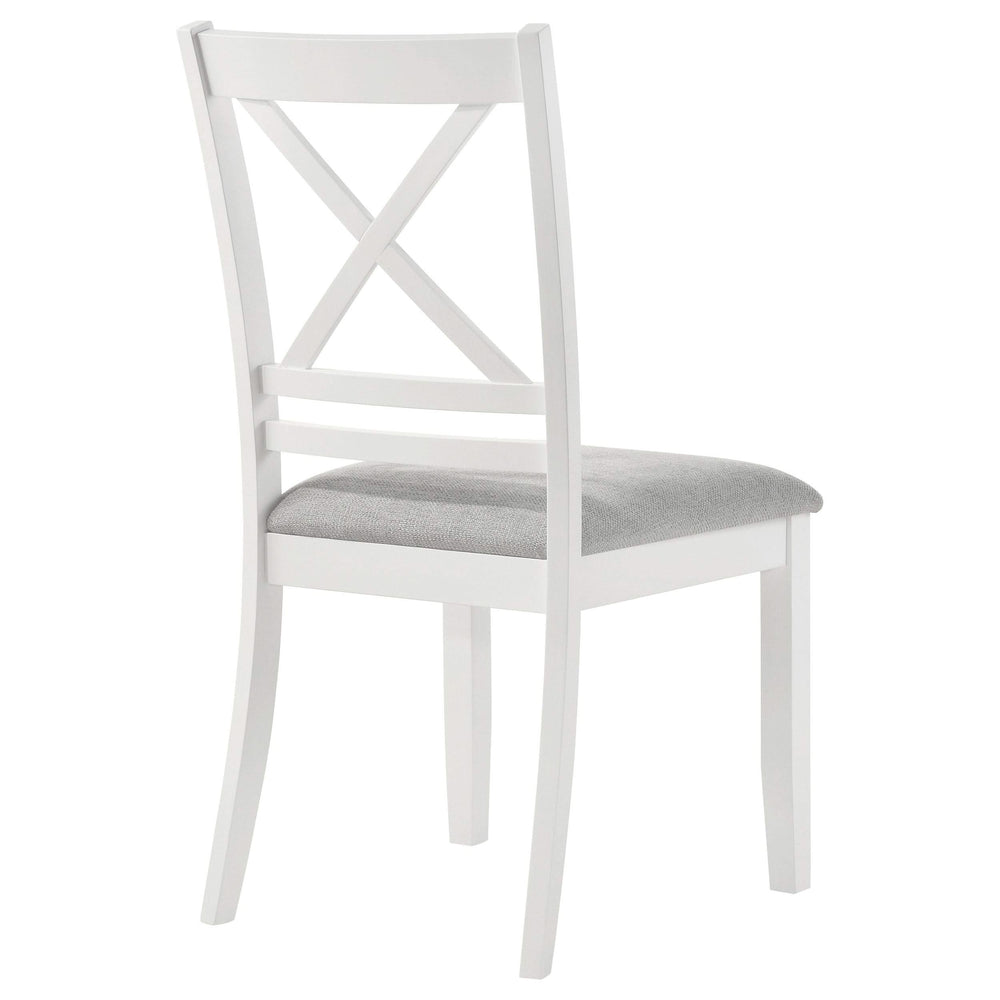 Silla de comedor Hollis de madera con respaldo cruzado, color blanco (juego de 2)