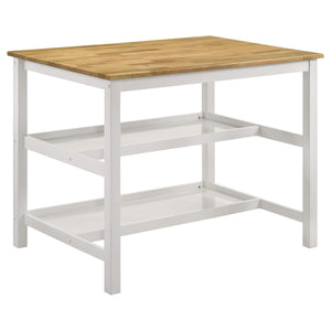 Mesa de cocina Edgeworth con isla de mostrador en marrón y blanco