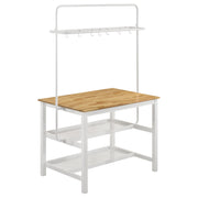 Edgeworth Kitchen Island Counter Table with Pot Rack White