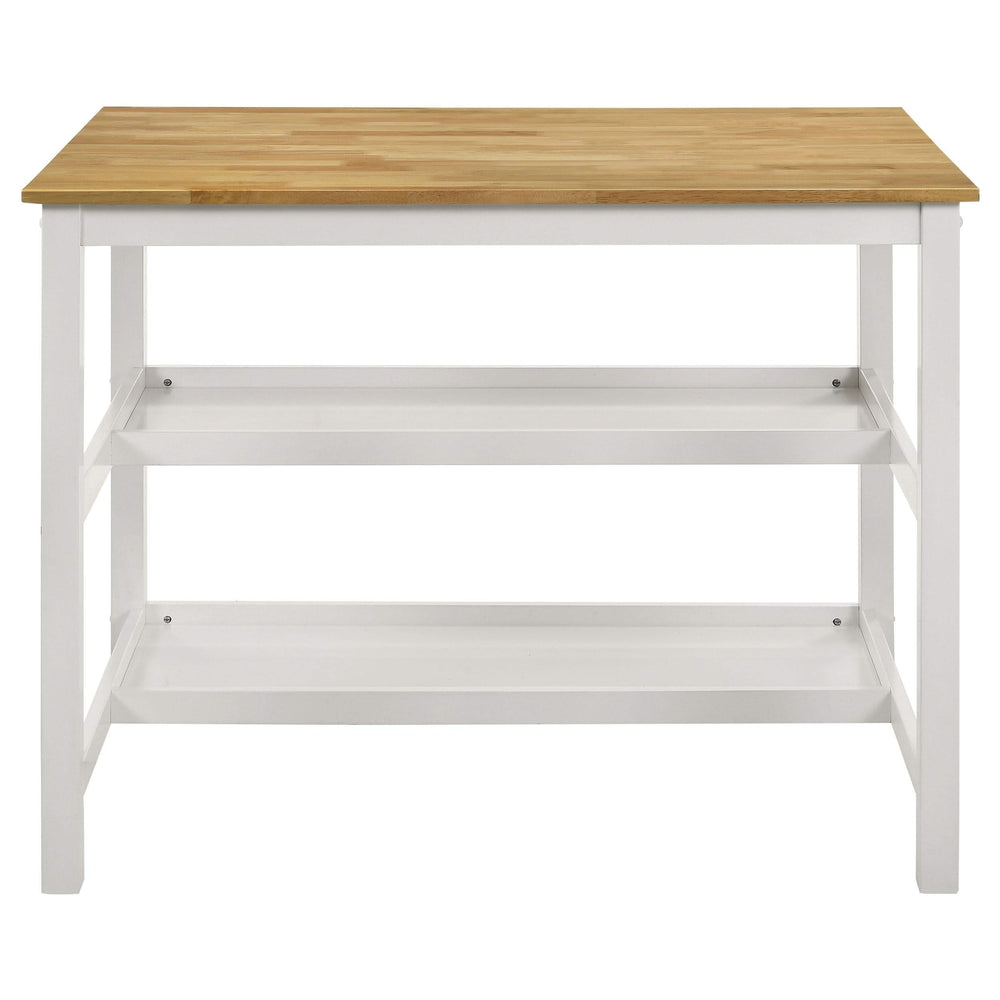 Edgeworth Kitchen Island Counter Table with Pot Rack White