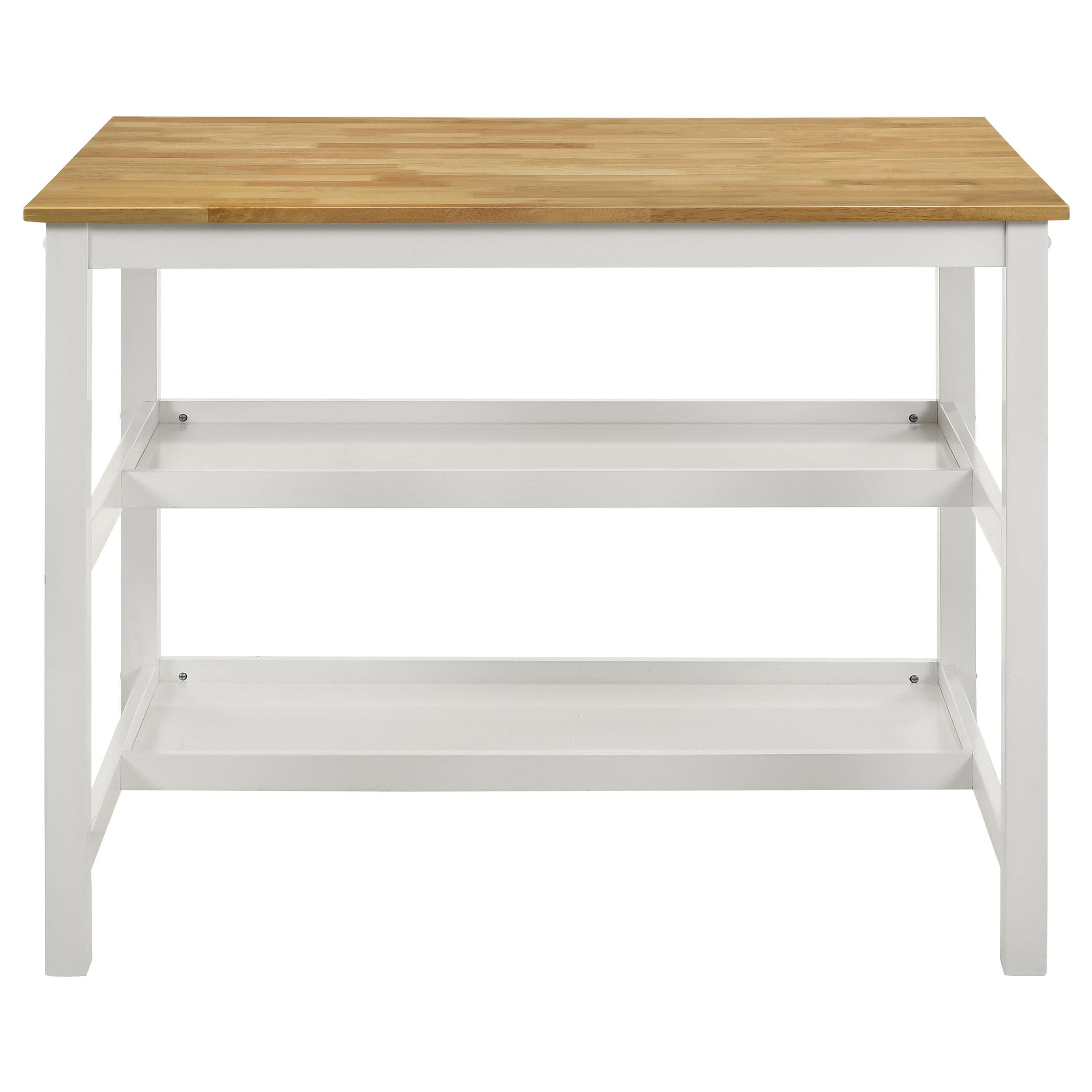 Edgeworth Kitchen Island Counter Table with Pot Rack White