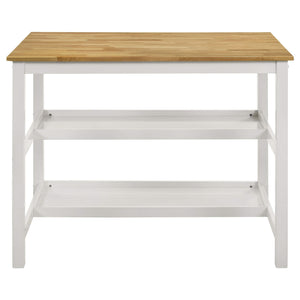 Edgeworth Kitchen Island Counter Table with Pot Rack White