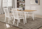 Juego de mesa de comedor rectangular Nogales de 5 piezas en color blanco roto