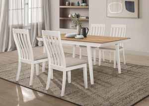 Juego de mesa de comedor rectangular Nogales de 5 piezas en color blanco roto