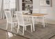 Juego de mesa de comedor rectangular Nogales de 5 piezas en color blanco roto
