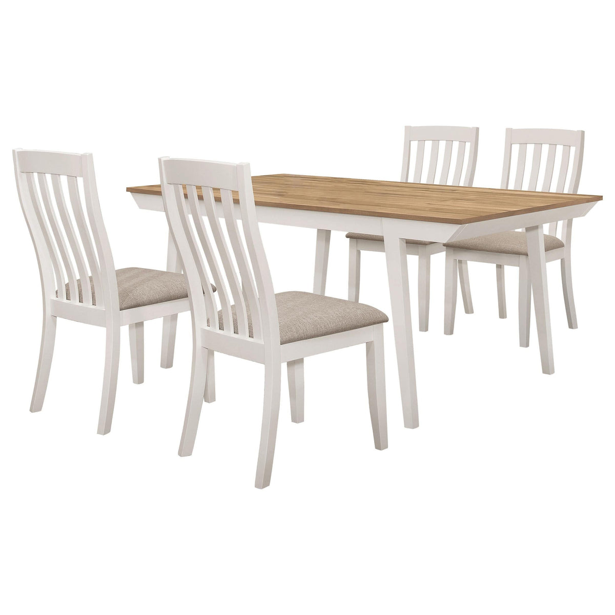 Juego de mesa de comedor rectangular Nogales de 5 piezas en color blanco roto