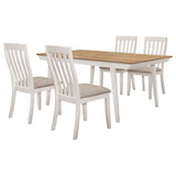 Juego de mesa de comedor rectangular Nogales de 5 piezas en color blanco roto