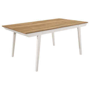 Juego de mesa de comedor rectangular Nogales de 5 piezas en color blanco roto