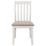 Juego de mesa de comedor rectangular Nogales de 5 piezas en color blanco roto