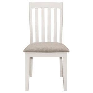Juego de mesa de comedor rectangular Nogales de 5 piezas en color blanco roto