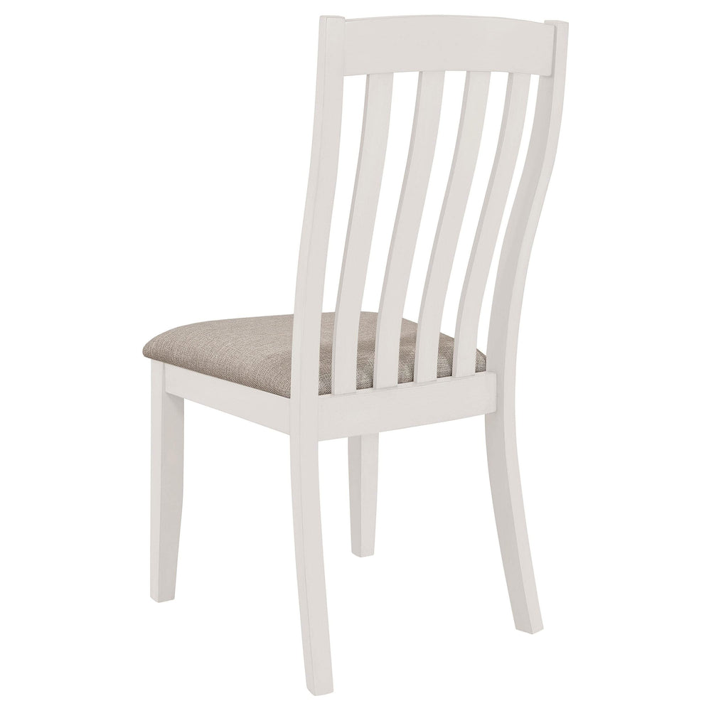Juego de mesa de comedor rectangular Nogales de 5 piezas en color blanco roto