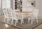 Juego de mesa de comedor rectangular Nogales de 7 piezas en color blanco roto
