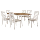 Juego de mesa de comedor rectangular Nogales de 7 piezas en color blanco roto