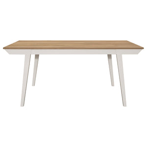 Juego de mesa de comedor rectangular Nogales de 7 piezas en color blanco roto