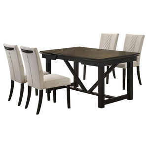 Juego de mesa de comedor extensible refractaria Malia de 5 piezas de roble