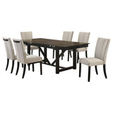 Juego de mesa de comedor extensible refractaria Malia de 7 piezas de roble