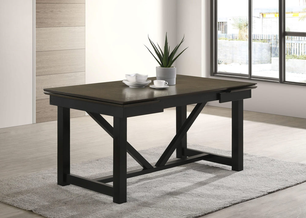 Mesa de comedor rectangular Malia de 87 pulgadas con hojas extensibles de roble
