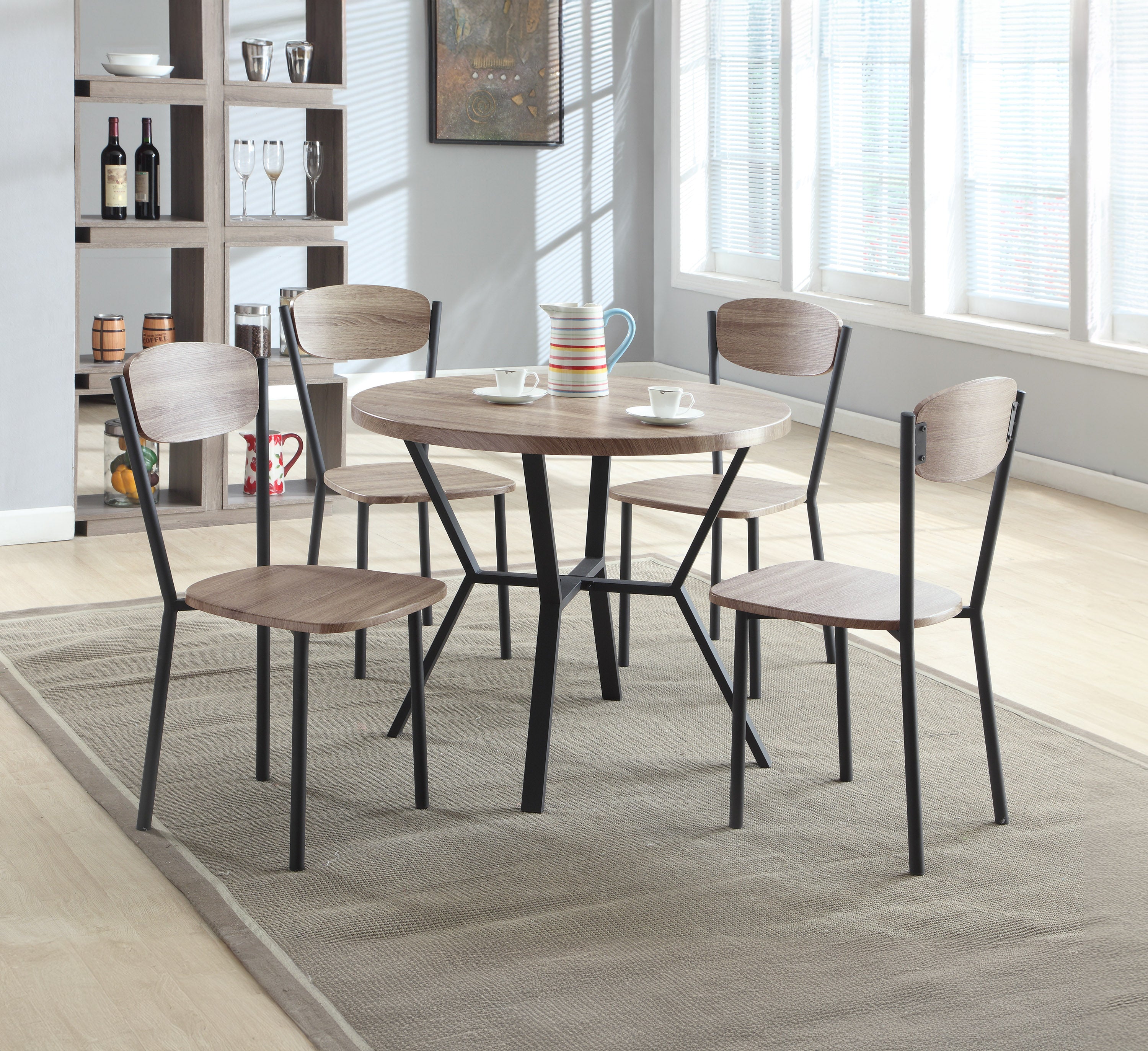 1230SET-GW BLAKE 5PK ROUND DINING SET GREYWASH