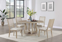 Juego de mesa de comedor redonda Trofello de 5 piezas, color blanco lavado