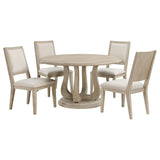 Juego de mesa de comedor redonda Trofello de 5 piezas, color blanco lavado