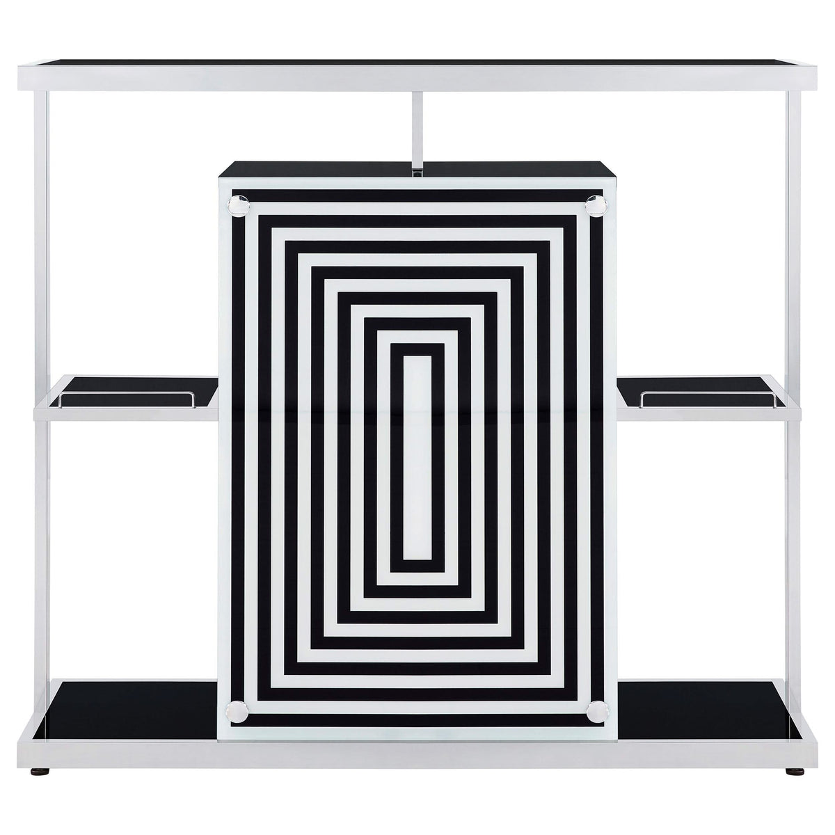 Estante de vidrio de dos niveles Zinnia para bar en casa, mueble para vinos, color negro