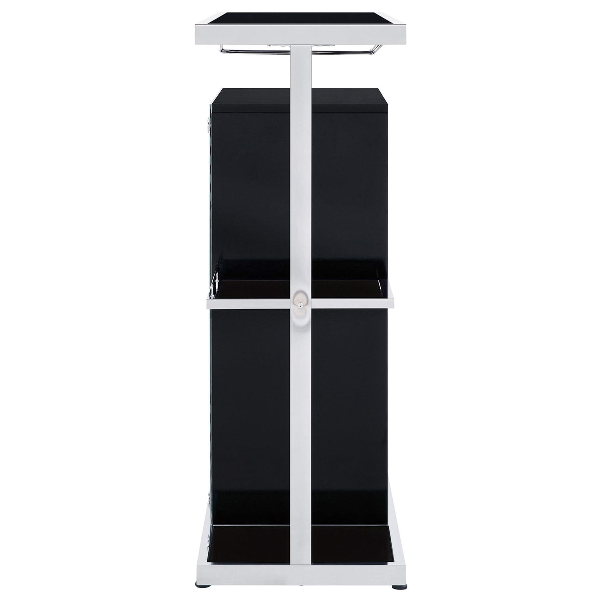 Estante de vidrio de dos niveles Zinnia para bar en casa, mueble para vinos, color negro