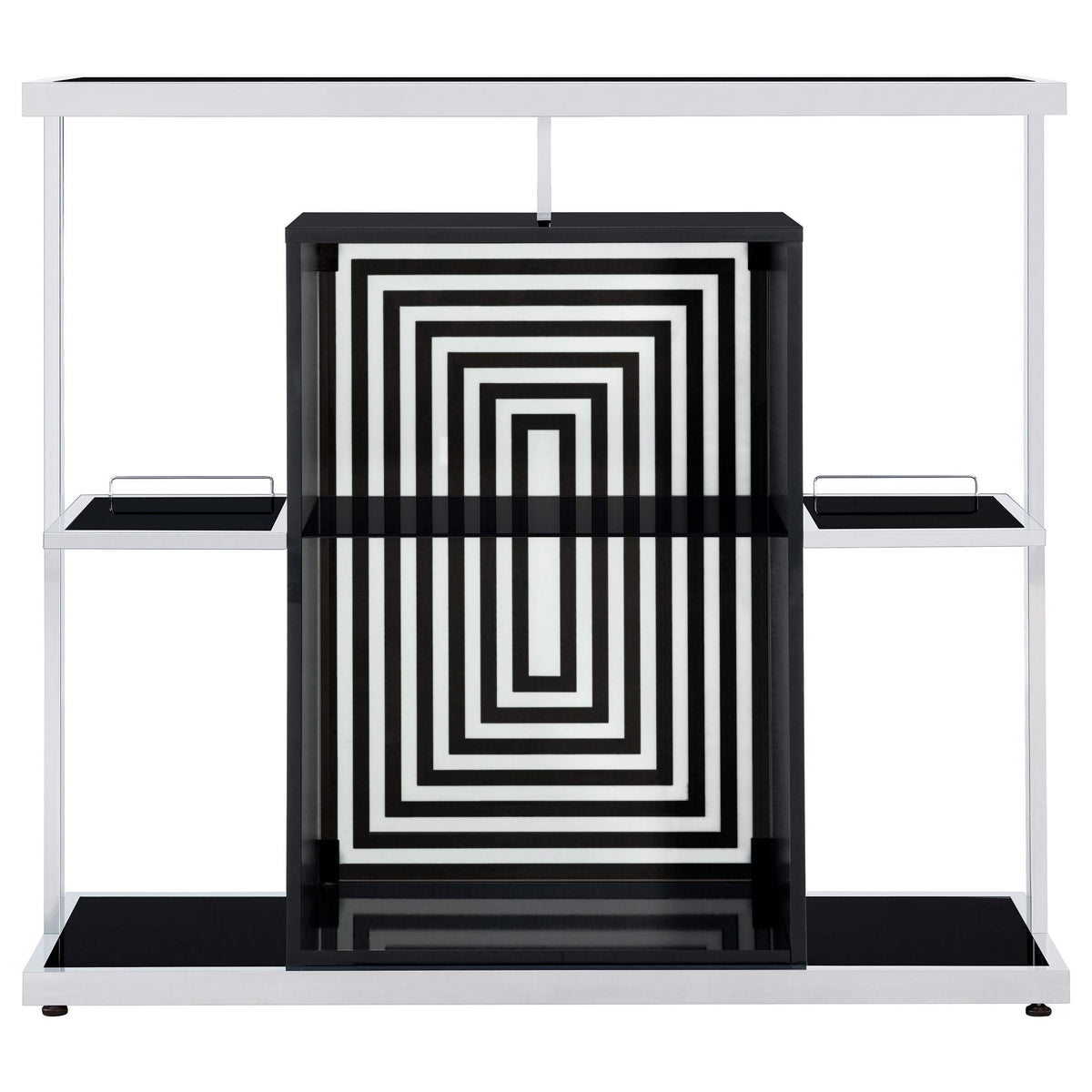 Estante de vidrio de dos niveles Zinnia para bar en casa, mueble para vinos, color negro